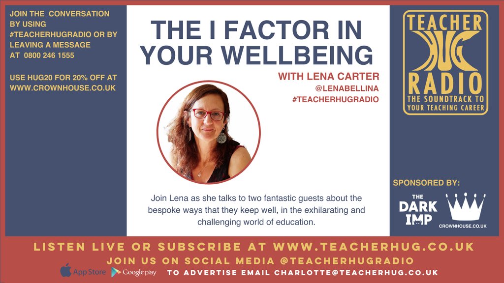 It’s time to take an hour to relax with our host @lenabellina, regenerate and put yourself in the priority seat with Lena and her wonderful guests, helping you find your well being mojo. Tune in at teacherhug.co.uk #TeacherHugRadio