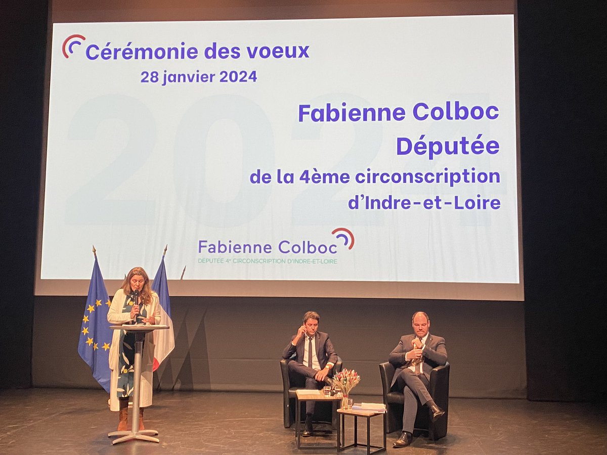 Cérémonie des vœux de @fabiennecolboc avec la présence surprise de <a href="/GabrielAttal/">Gabriel Attal</a>