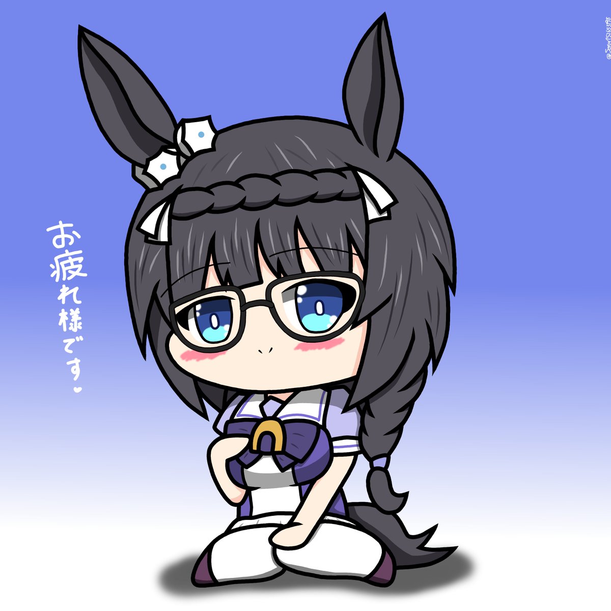 manhattan cafe (umamusume) 1girl black hair solo horse ears animal ears ahoge long hair  illustration images