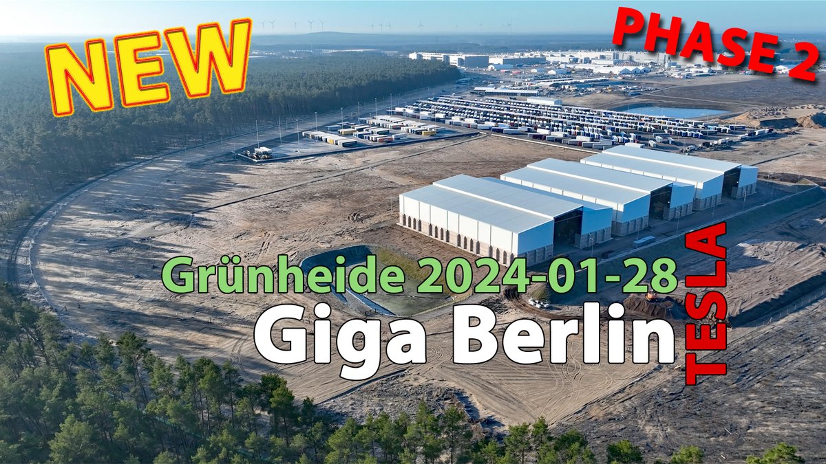 😎👉Tesla Giga Berlin Update #191 - PHASE 2 🚨 NEW drone video online! 2024-01-28 youtube.com/watch?v=gVUf1f… @elonmusk #tesla #GigaBerlin #gigafactory #gf4