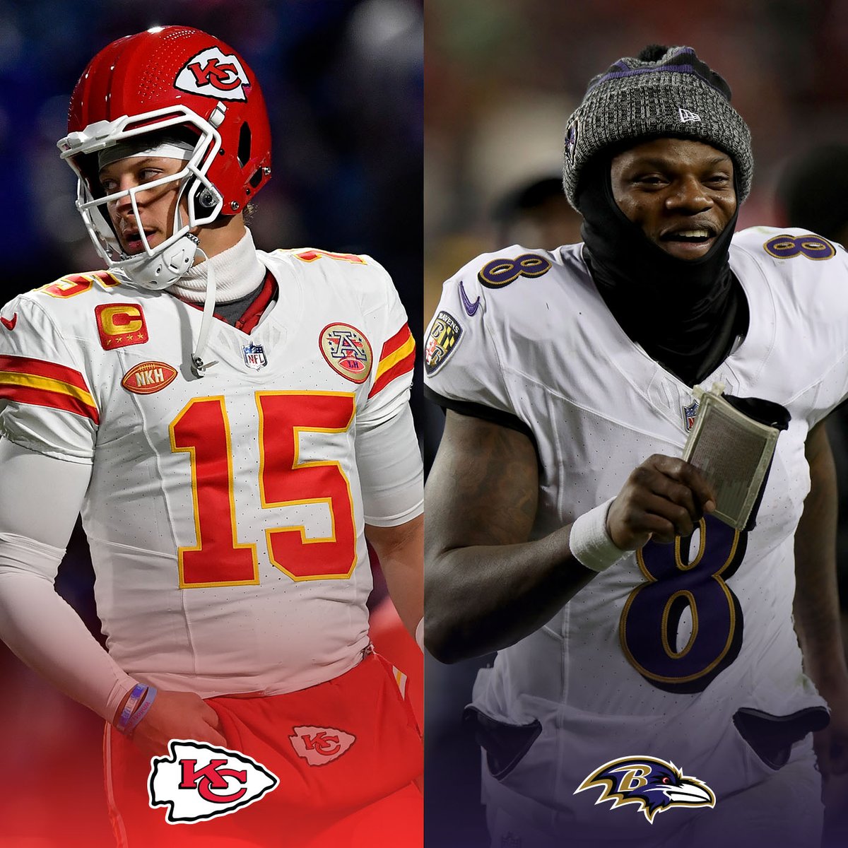 Which of these elite QBs will lead their team to the Super Bowl when the <a href="/Chiefs/">Kansas City Chiefs</a> and <a href="/Ravens/">Baltimore Ravens</a> meet tonight?

❤️ = Lamar Jackson 
🔁 = Patrick Mahomes