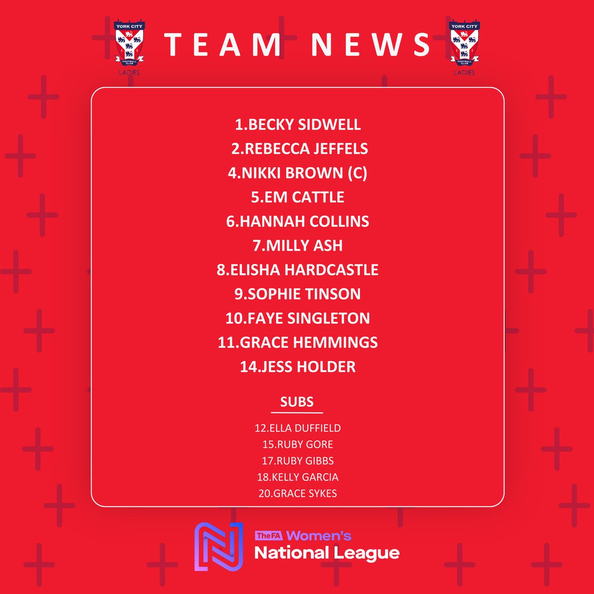 YorkCityLFC's tweet image. Your Ladies team for this afternoon’s game against @SCLadiesFC 

#YCLFC #MinsterBelles