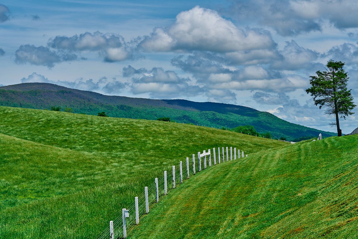 This was taken along Bland Farm Road in Bland, Virginia. It is not far from Interstate 77. #Photography #landscapephotography #spring #fences #greengrass #clouds
