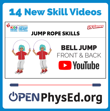 OPENPhysEd's tweet photo. ⚠️ NEW CONTENT!
14 jump rope #physed skill videos are now on our YouTube channel &amp; hyperlinked in our grades 3-5 Jump Rope module! Now you can have a video demo of skills for your students! Connect to devices and create stations in your gym! https://t.co/ptXWG00ciZ https://t.co/BzayfMqlI7