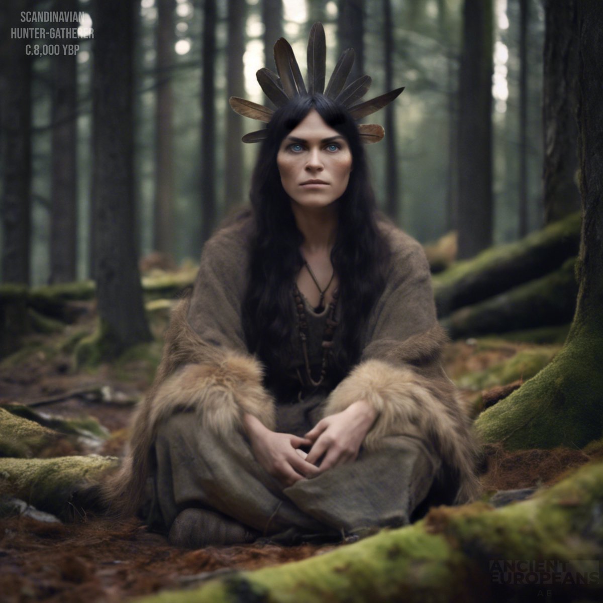 Imagined Scandinavian Hunter-Gatherer Female. Face shape based on the SHG recon by Oscar Nilsson.  #SHG #ScandinavianHunterGatherer

Dark hair. Light skin. Blue eyes. All within range.