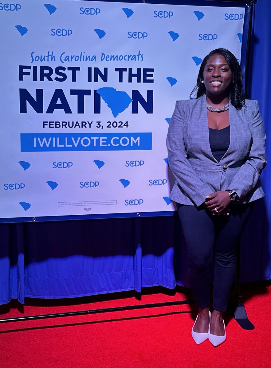 DeyaskaSpencer's tweet photo. SC Democrats let’s get this done! We will be the first state to vote in the Presidential Democratic primary. This is huge! #wegofirst #fitn https://t.co/7PqXxMpXgX