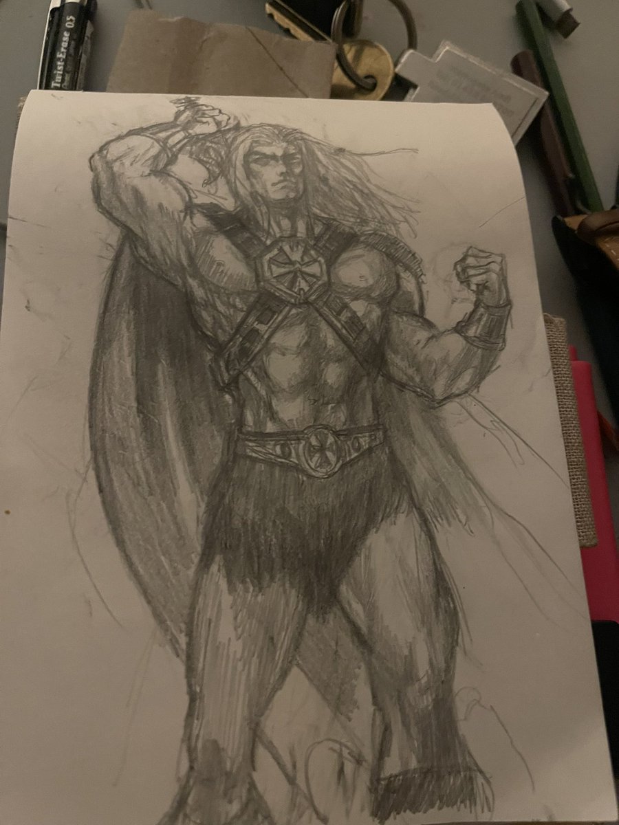 <a href="/ThatKevinSmith/">KevinSmith</a> <a href="/ProbablyAcon/">Adam Conarroe</a> <a href="/MastersOfficial/">Masters of the Universe</a> <a href="/Mattel/">MATTEL</a> <a href="/powerhouseanim/">Powerhouse Animation</a> <a href="/netflix/">Netflix</a> <a href="/NetflixGeeked/">Netflix Geeked</a> Was inspired by the new series so I did a little sketch to show my appreciation 💪🏻