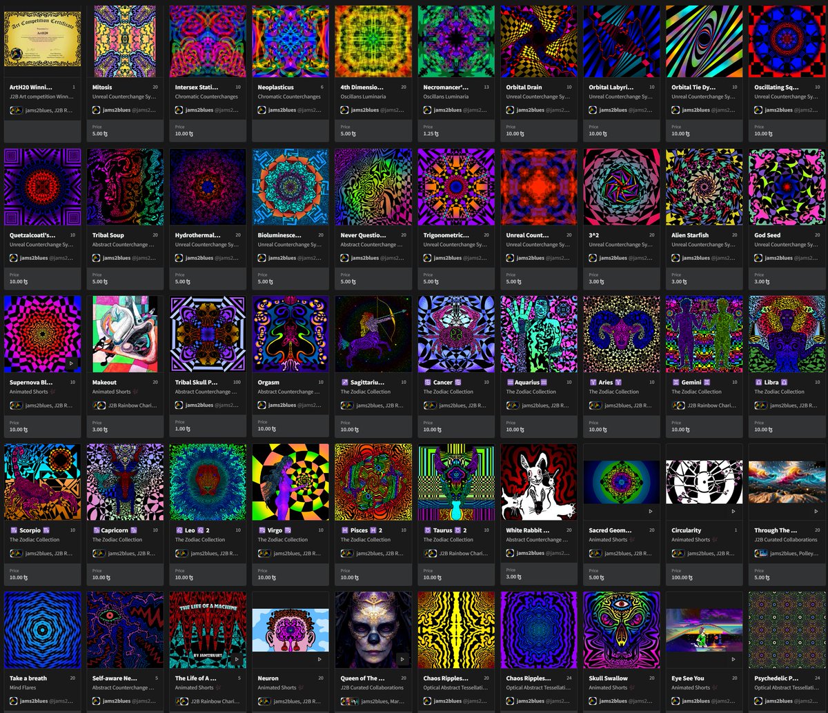 My #tezos Profile on <a href="/objktcom/">objkt</a> looks like a psychedelic rainbow playland!