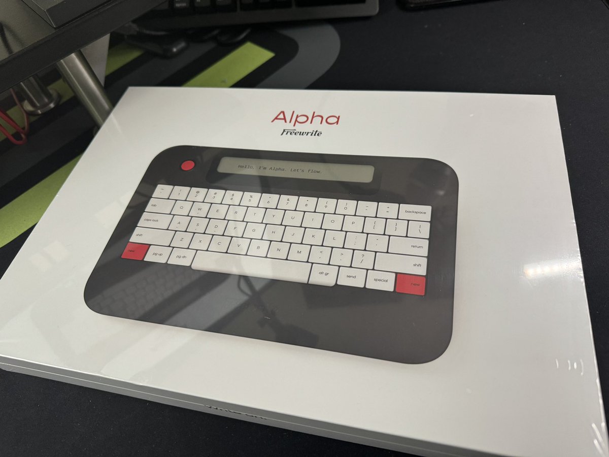 KARLAB27's tweet photo. New writing toy. Can’t wait to play some more. #FreewriteAlpha #astrohaus #writer #WritingCommmunity #writinglife #cozymystery https://t.co/O7XCcLLZpj