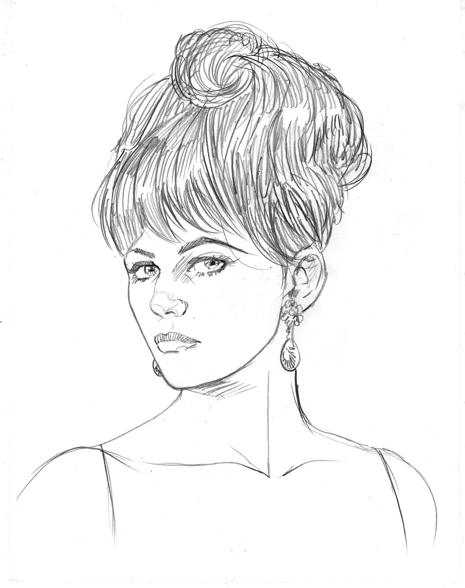 dcooneyart's tweet image. Sketch study for #ModestyBlaise commission—Italian actress #ClaudiaCardinale could’ve played a live action Modesty back in the day.