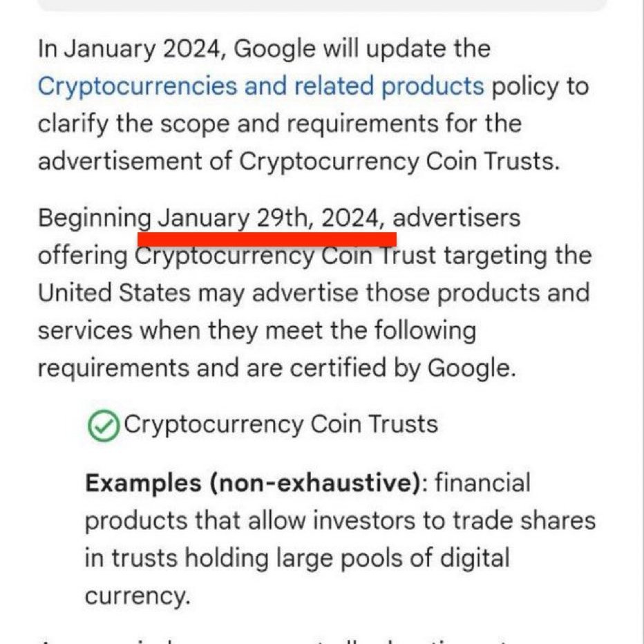 Google is the biggest advertising network in the world. +2x bigger than  second biggest ad network Meta (Facebook/IG). #Bitcoin ETFs can start  advertising on Google from tomorrow. Bullish... 🔥
