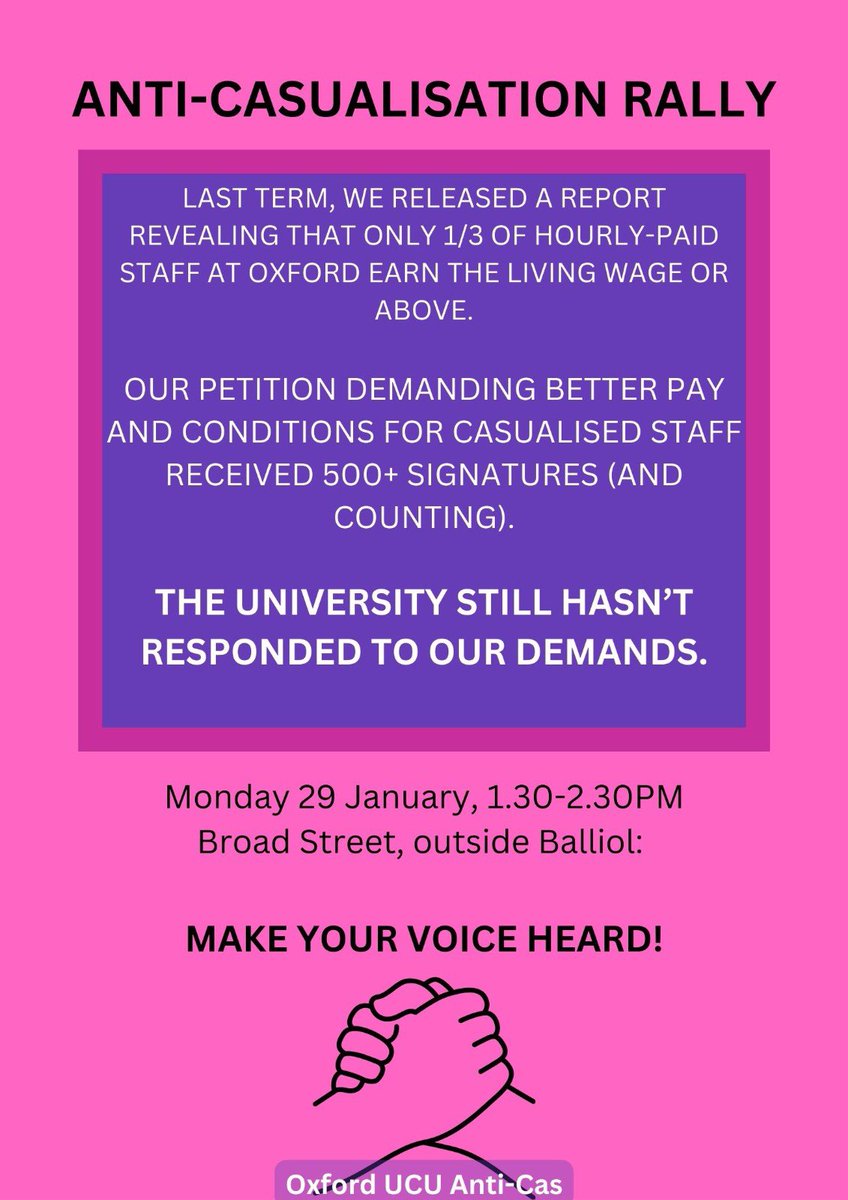 Join us tomorrow, 1.30PM, outside Balliol. Bring signs, banners, and your voices! 📢🤝🌹