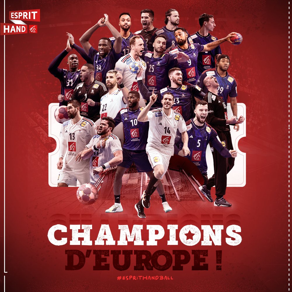 🥇 Champions d'Europe 2024 🏆 Caisse d'Epargne félicite @FRAHand pour son titre de Champions d'Europe. Fière d'être partenaire de @ffhandball et de cette équipe merveilleuse 💙🤍❤️ Bravo pour ce début d'année en Or. #VousEtreUtile #EspritHandball #BleuetFier #EnroutepourParis2024