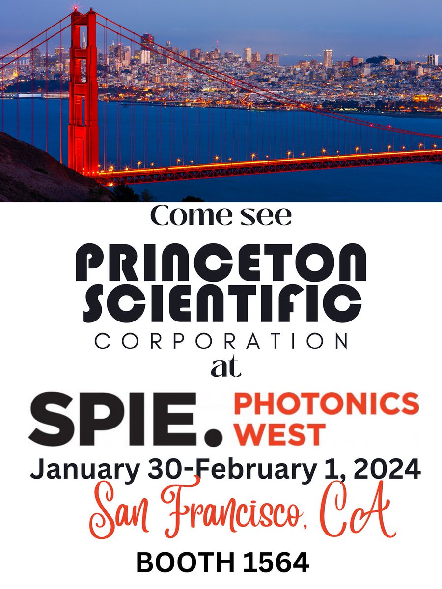 Princeton_Sci's tweet photo. Come see us at Booth 1564 this week at SPIE #PhotonicsWest. #lasercrystals #laser #science #plasma #vacuumtech #UHV #materialscience #scicomm https://t.co/t7D1WFZ0JK