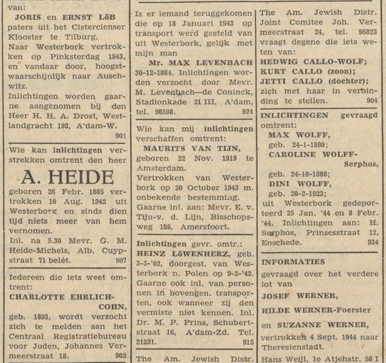 Na de oorlog begint het zoeken. Pagina's lang. #Holocaustherdenking