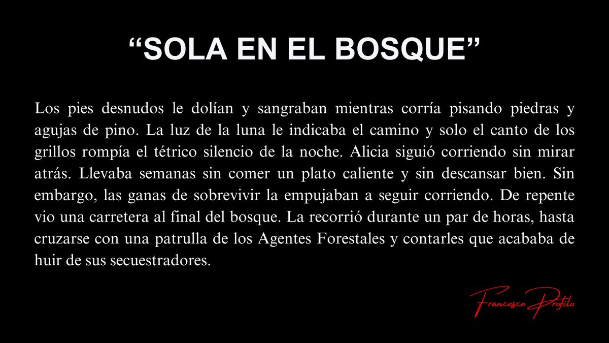 FrancescoProBcn's tweet photo. "Sola en el bosque"
#Escritor #Relato #Cuento https://t.co/rWhWS5T0m3