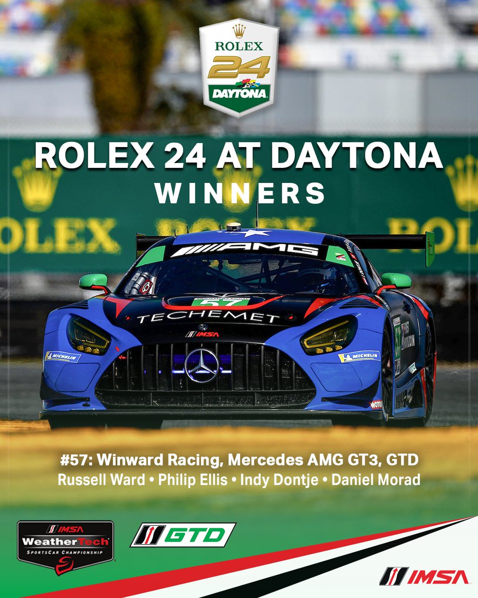 Congratulations to your 2024 Rolex 24 at Daytona Winners! #IMSA | @DAYTONA | @Rolex24Hours | @Team_Penske | @EraMotorsport | @risicomp | @WinwardRacing | @Michelin_Sport | @ROLEX