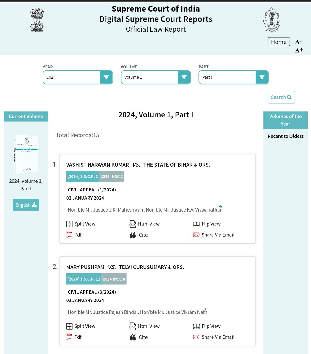 CiteCase's tweet image. This is a wonderful development. 

#SupremeCourtofIndia has launched digital SCR. 

Now you don&apos;t have to pay hefty subscription fees to get judgments with headnotes. 

Just try this❤️

🔗digiscr.sci.gov.in