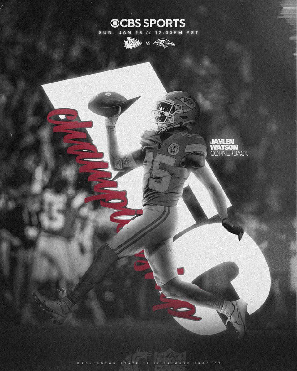 WSUCougarFB's tweet photo. The journey continues … @JaylenWatson12 🎢🏝️

📺 #KCvsBAL  12 PM PST on CBS

#GoCougs | #WAZZU | #ProCougs https://t.co/cBAakDudt5