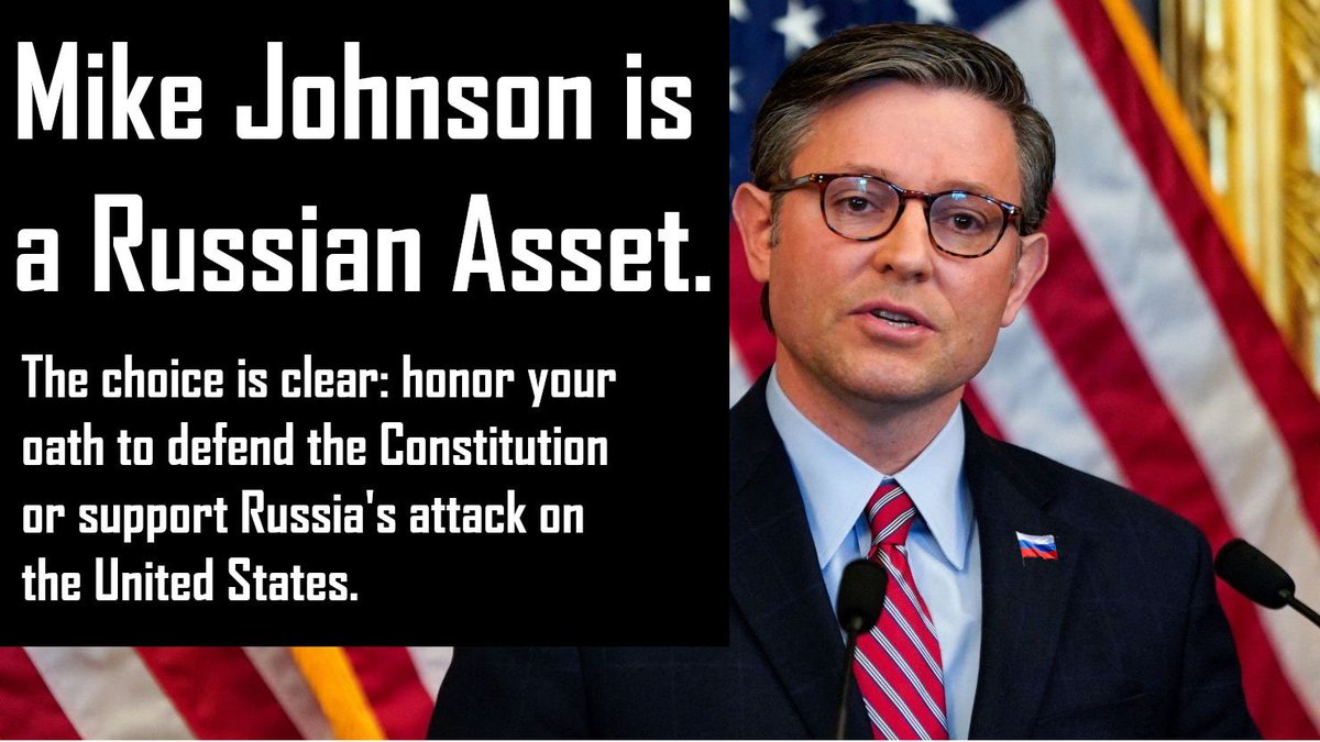 Mike Johnson serves Trump and Russia; not the American People and the Constitution. He is a Traitor, Insurrectionist, and religious zealot who supports Forced Birth. Johnson and House Republicans are obstructing a Border deal to serve Trump. Vote them all out of office.