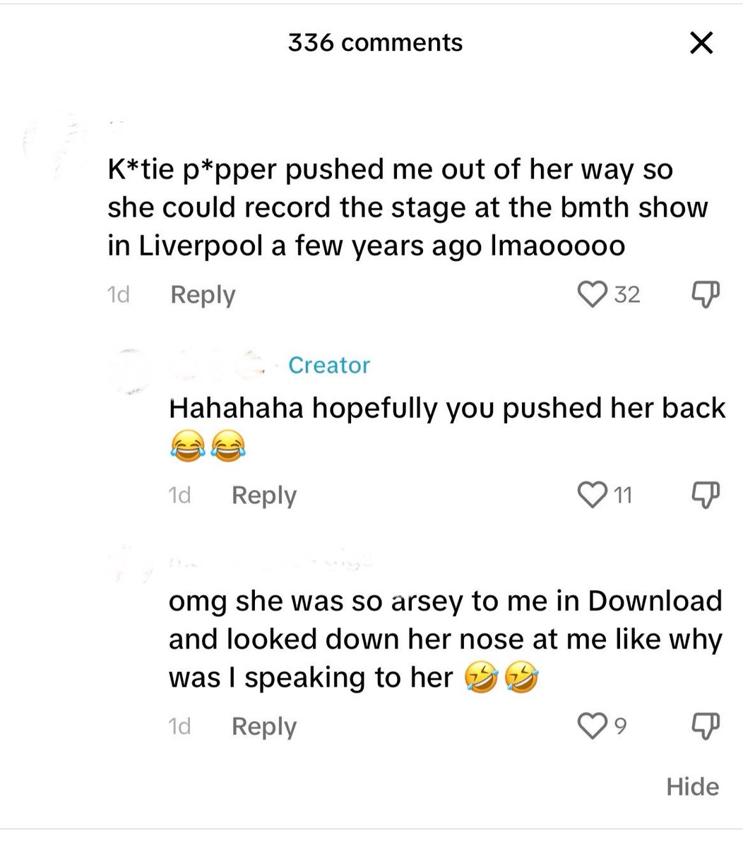 _katiepepper's tweet photo. When I see stuff like this (not the first time) it honestly baffles me, I can hand on heart say I’ve never intentionally pushed anyone out the way at a gig, even if I ever slightly knock someone in a busy crowd I apologise. I always try and be nice to anyone I meet 🥺 https://t.co/Fg4ooldUX6