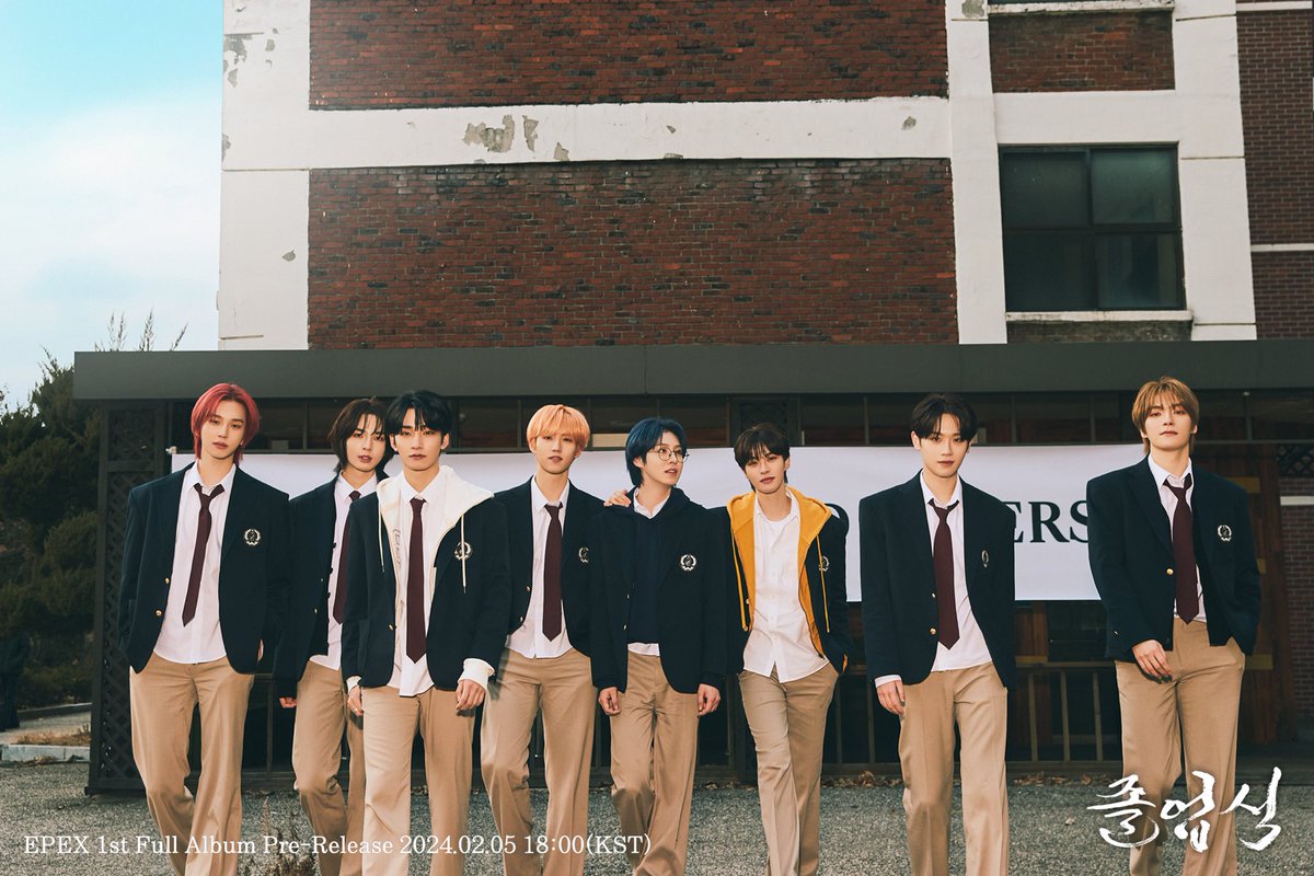 [📀]
EPEX 1st Full Album 
Pre-Release
‘Graduation Day’

Concept Photo 1

2024.02.05 6PM

#EPEX #이펙스 #Eight_Apex #1stFullAlbum #정규1집 #GraduationDay #졸업식 #선공개 #위시 #금동현 #뮤 #아민 #백승 #에이든 #예왕 #제프