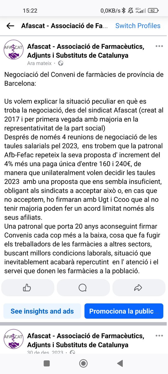 Us volem explicar la situació peculiar en què es troba la negociació del conveni de farmàcies de la província de Barcelona... #ConveniDeFarmaciaDigne