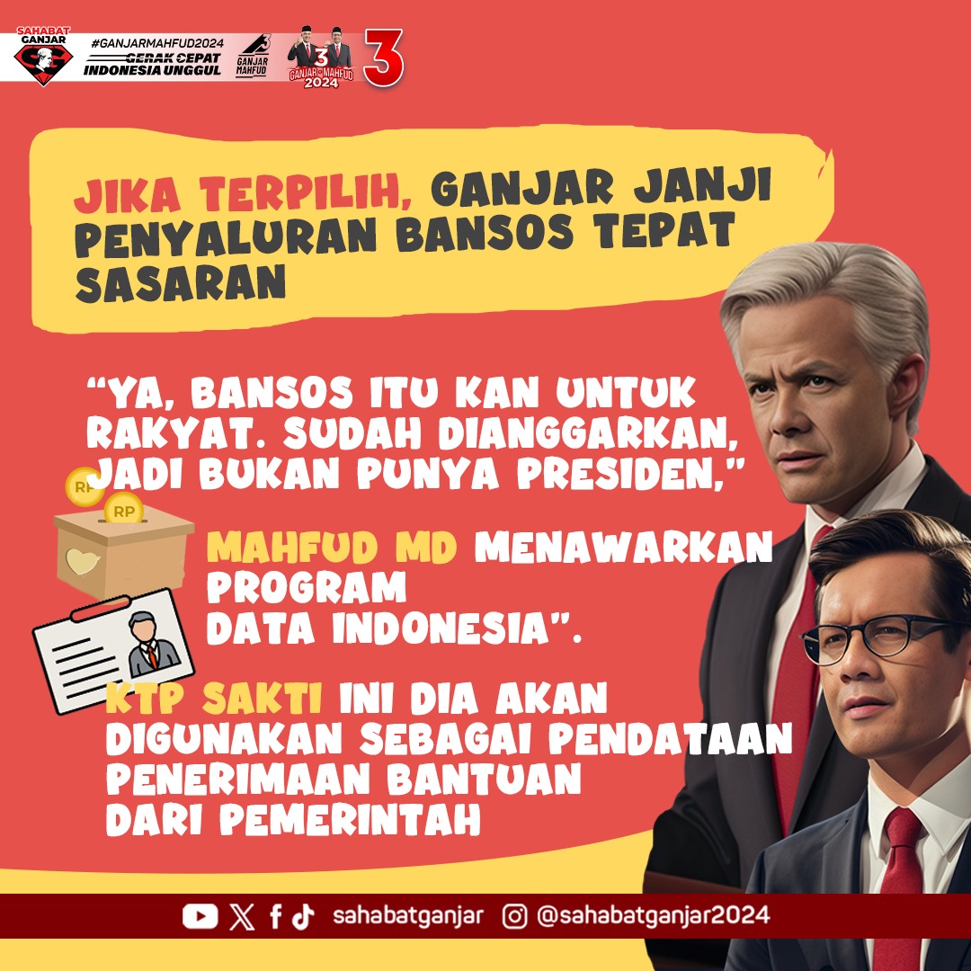 KTP Sakti, program unggulan dari Ganjar-Mahfud, adalah inovasi terbaru dlm pengelolaan bantuan sosial. 

Dgn mengintegrasikan data penduduk, program ini memastikan bahwa program bansos disalurkan secara tepat sasaran.

#SahabatGanjar  #GanjarMahfud2024  #PastiLebihBaik