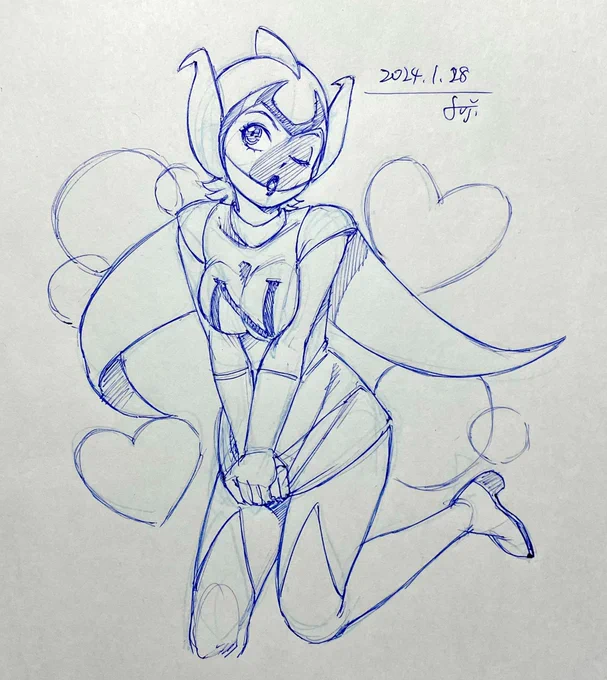#おやすみイラストポリマーより南波テルさんのコスプレポリマー実は検索してて初めて存在を知りましたしかもタツノコファイトで使えるらしいですね#落書き #タツノコプロ #破裏拳ポリマー 