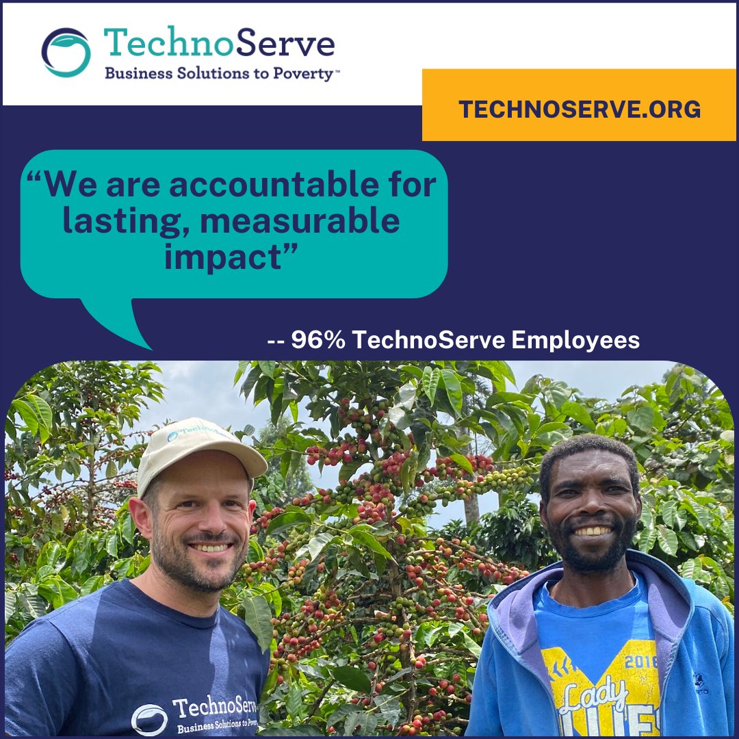 In our recent engagement survey, 96% of TechnoServe employees agreed that we are accountable for lasting, measurable impact. Want to make an impact in your career? Check out our job openings. bit.ly/3Sq2Z6s #TechnoServe #dreamjob #WeAreTechnoserve