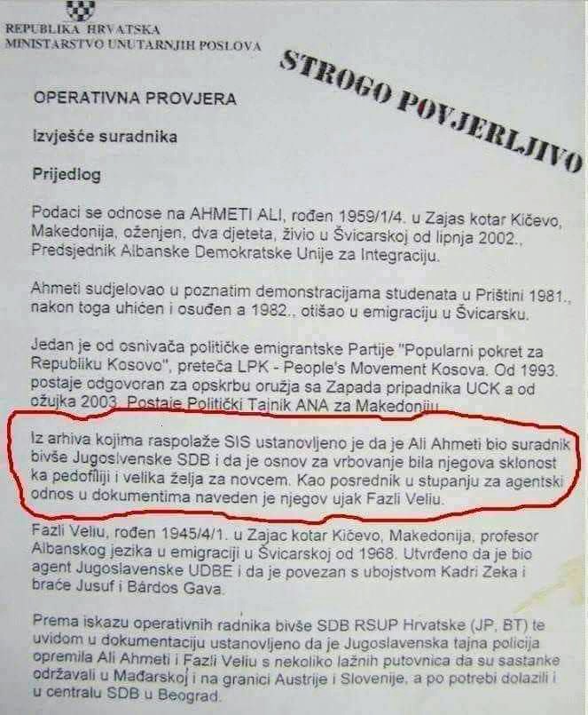 Али Ахмети бил педофил и клептоман ⬇️