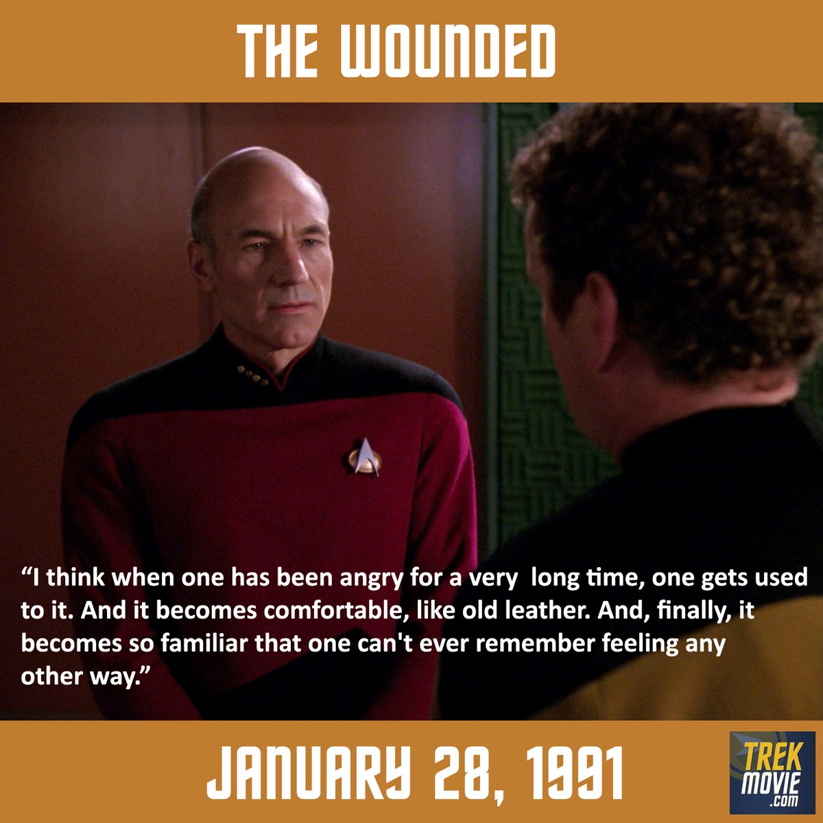 TrekMovie's tweet photo. OTD, the #StarTrekTNG episode "The Wounded" premiered. introducing the Cardassians for the first time and giving Miles O'Brien his first major storyline. 
#StarTrek https://t.co/n4saGMEYBY