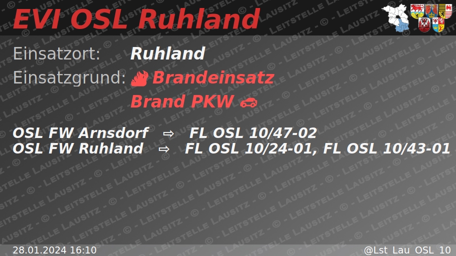 🚨 28.01.2024 16:10 🔥 🚗 B:PKW 🌐 Ruhland 🚒 ⇨ FW Arnsdorf, FW Ruhland wachalarm.leitstelle-lausitz.de/dbrd/e336c0ac-…
