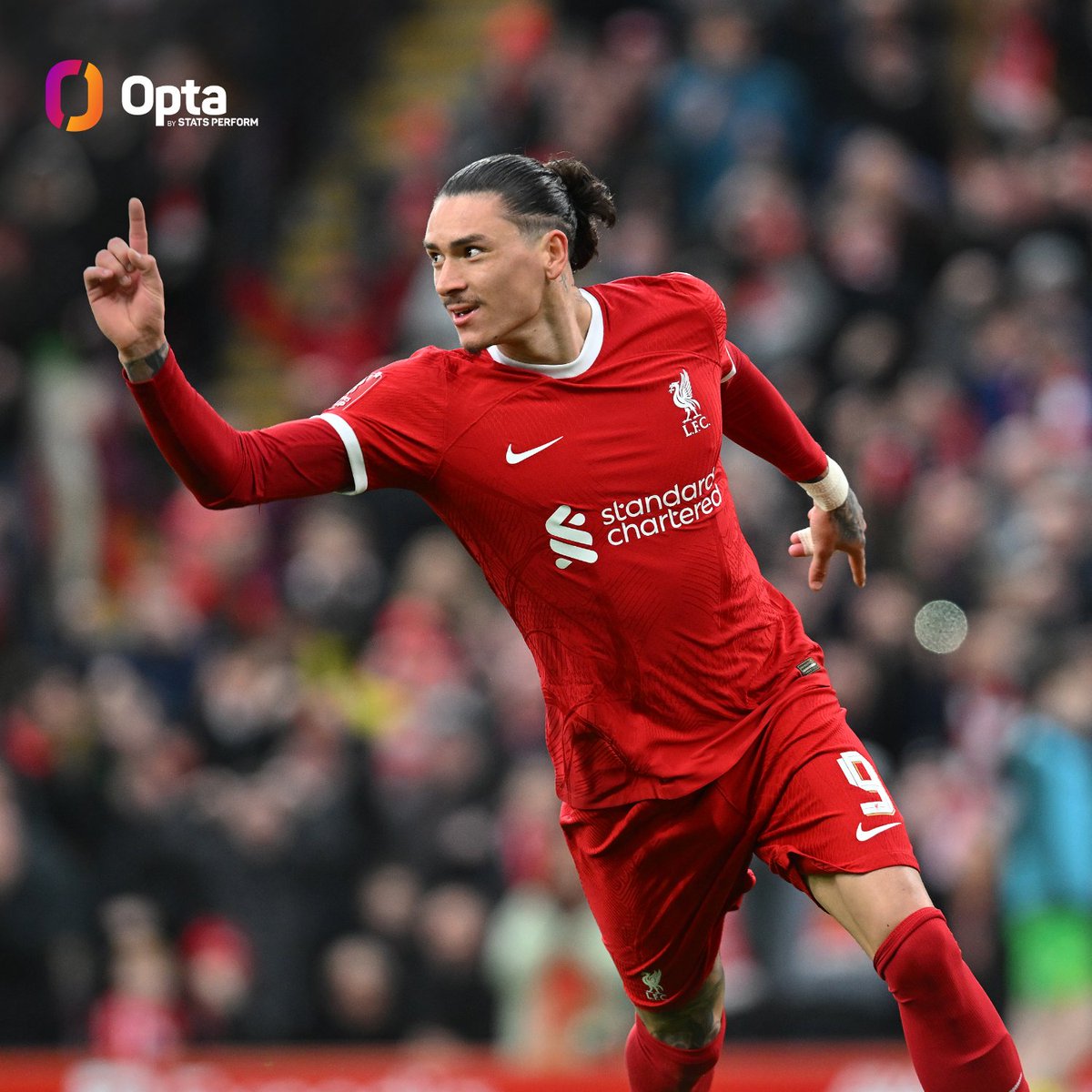 10 - Among players in Europe's big five leagues, Darwin Núñez is the first to hit double figures for non-penalty goals (10) and assists (10) across all competitions this season. Catalyst.