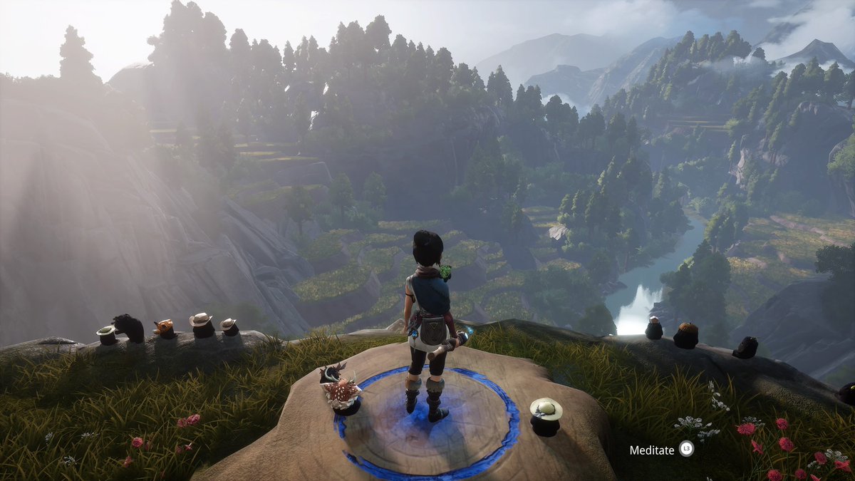 KIMorSEAN's tweet photo. #KenaBridgeofSpirits combines elements of Zelda, Tomb Raider, Pikmin! The story steadily unfolds w/Pixar quality animations &amp; its art style belies its Dark Souls level difficulty. Couldn’t stop returning for more &amp; now still revisit upon completion… @emberlab https://t.co/RNzLUqpWFG