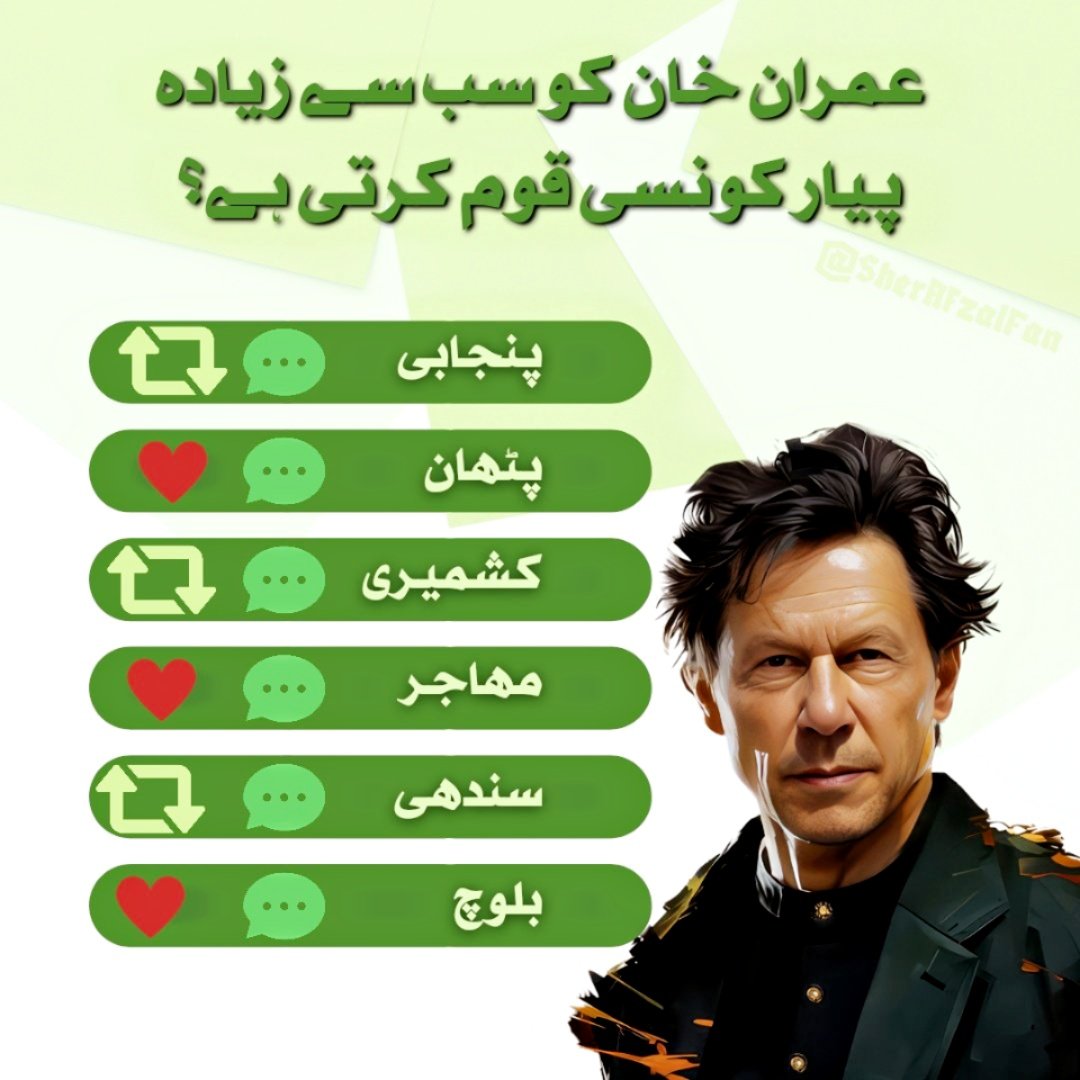 meherbokharii's tweet photo. عمران خان کو سب سے زیادہ پیار کونسی قوم کرتی ہے ؟ https://t.co/WXwodRTq8L