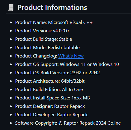 RaptorRepack's tweet image. Microsoft Visual C++ Redistributable v4.0.0.0 Stable 64bit/32bit 2024 Update Release Soon...

#RaptorRepack #MSVC