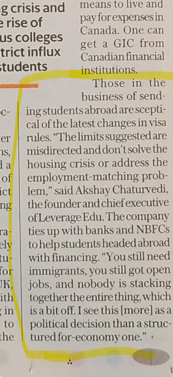 Akshay001's tweet image. Lots been happening on the Canada from since late last year, and it’s sad to see the very regressive moves that undo a decade of work from so many stakeholders, nevertheless… 
@leverageedu part of this front page @livemint story from the super fiery @DevinaSengupta who I love…