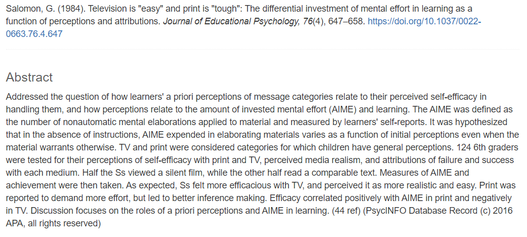 We've know since at least 1984 (Gabi Salomon) that letting learners do what they think is most efficacious just leads to them doing the thing that feels good and ultimately learning less.