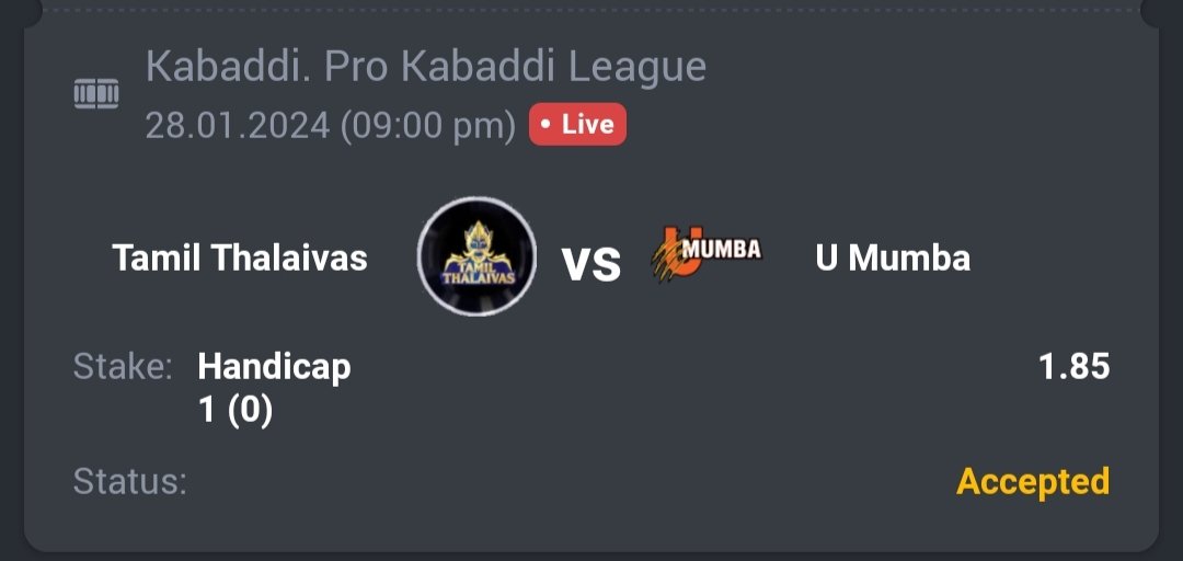 A3RBET's tweet photo. Kabaddi - Pro Kabaddi League

🤼 Tamil Thalaiva 0
🔖 1.85
💵 10 Units

#GamblingTwitter #SportsBetting #TeamParieur #SportsBet #Betting #FreePicks #A3RBET #SportsBettor

#ProKabaddi #PKL #Kabaddi #PKLSeason10 #10PKL #IdhuNammaTeam #CHEvMUM #UMumba #Mumba
 
Like + RT https://t.co/p6ebsYfKBI
