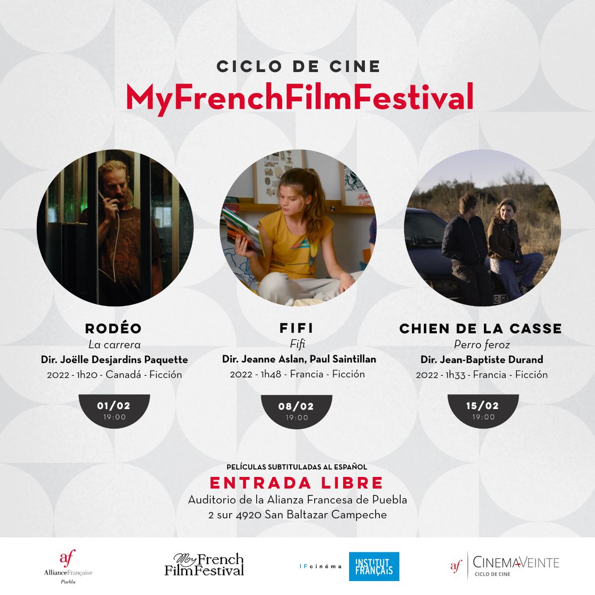 La <a href="/afpuebla/">Alianza Francesa Puebla</a> invita a ver una selección de tres películas del <a href="/myfff/">这货不是墨雨凡</a> en pantalla grande con entrada libre. O bien, pueden ver estos y más títulos desde la comodidad de su casa.

Aquí la información: