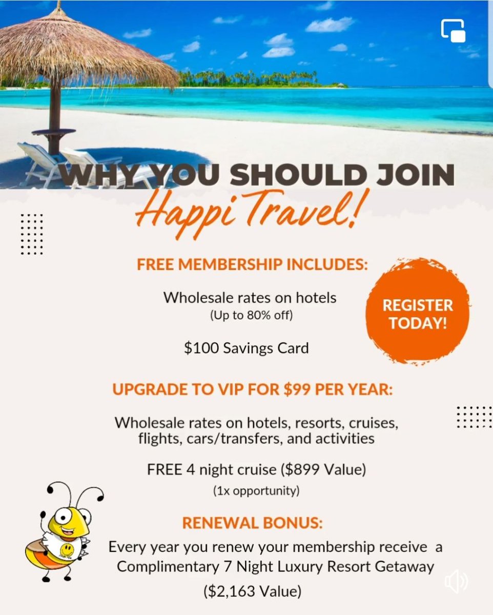 This is for all the people who love travel, ditch the retail way and take your vacations to a whole new level in 2024 with HappiTravel. Click the link to take advantage of all of this post! 

travelgig.app/14803/access/h…

#travel #2024 #travelmore #spendless #travelplug #vacations