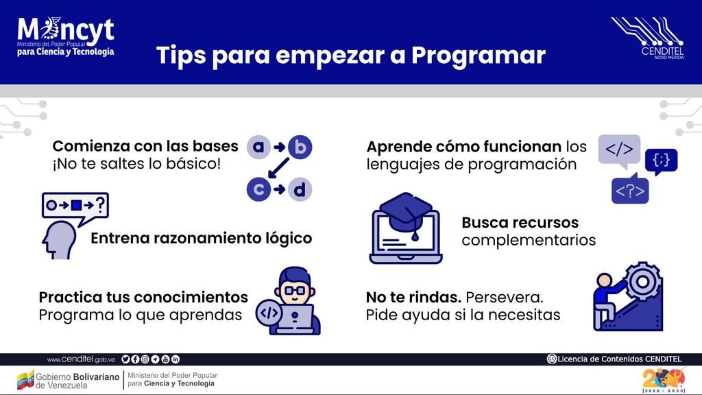 👉 La programación o desarrollo (Software libre) es unos de los pilares de nuestra institución. Es así que con estos Tips para Empezar en la Programación, promovemos iniciativas que despierten el interés por aprender e inmiscuirte en este mundo.