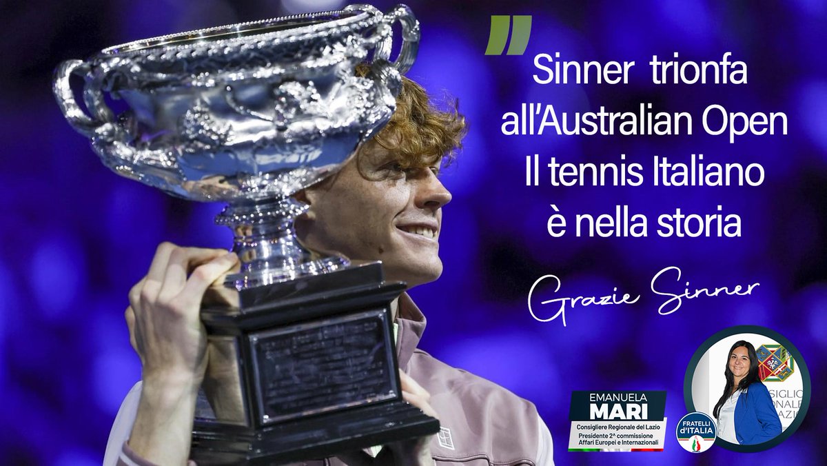 #AusOpen, Jannik Sinner entra nella storia!
Congratulazioni Campione! 🇮🇹

#OrgoglioItaliano #AustralianOpen2024 #JannikSinner