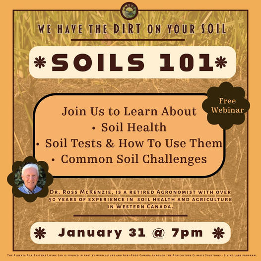 AlbertaEFP's tweet photo. What's the dirt on soil? Close out the month by attending a soil health webinar hosted by Alberta Agrisystems Living Lab #abag #soilhealth #environmentalag https://t.co/FmNaoxngTF https://t.co/DqnFLWwpEH