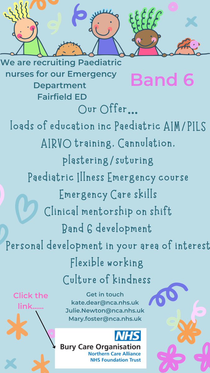 We are looking for a fantastic, experienced ED Paediatric Nurse who is looking for career progression and development 🤩👇🏼 @KatydearKate @Julienewton1002 @MaryFos88562196 @lydiam1983 @HumaWaheed93 @fghedteam @BuryCO_NHS careers.northerncarealliance.nhs.uk/jobs/#!/job/UK…