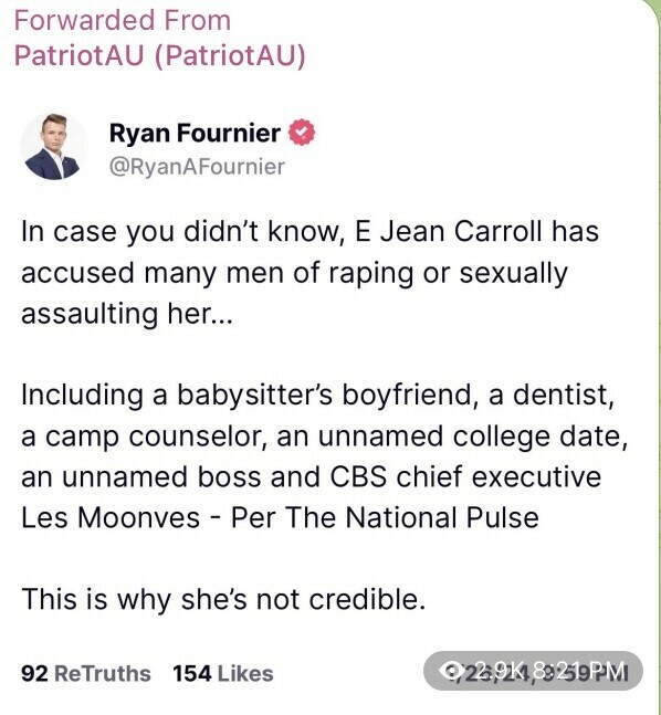 #EJeanCarroll  #LiberalismIsAMentalDisorder  #TrumpIsInnocent #IStandWithPresidentTrump  #StopTheWitchHunt  #Trump2024TheOnlyChoice