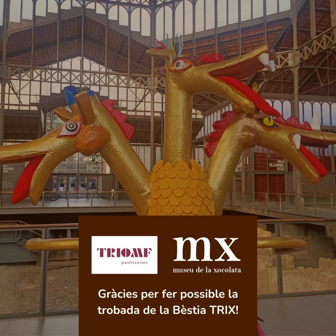 Bestiari_Cat's tweet photo. Volem donar les gràcies a @MuseuXocolata i a la Pastisseria Triomf per haver fet possible la Jornada de la Bèstia TRIX de #SantaEulàlia2024! Quin esmorzar més bo ens hem pogut menjar 🤤
#bestiari #patrocinadors #museuxocolata #pastisseriatriomf https://t.co/uWjDba0Gw6