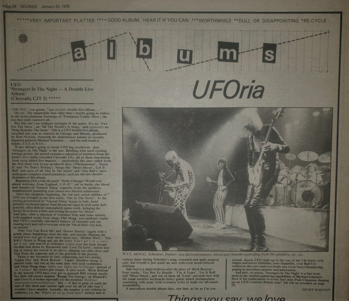GeorgiosMasman2's tweet photo. UFOria
"A marvellus double album that shoots @UFO_rockband right up to the top of the UK #heavyrock league & leaves Sabbaths, your Zeppelins, your Bad Cos (wherever they are) & everybody else (even Nutz) floundering, gaping in speechless surprise & admiration." #GeoffBarton https://t.co/mCWd6zkbUx