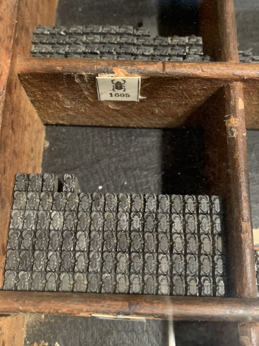 Spent a lovely morning at <a href="/ifaocaire/">Ifao - Institut français d'archéologie orientale</a> printers, including seeing their impressive museum of 100+ yr old Egyptological printing presses. Spot the scarab type! 🪲